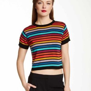 Cynthia Rowley striped cropped sweater XS 🌈